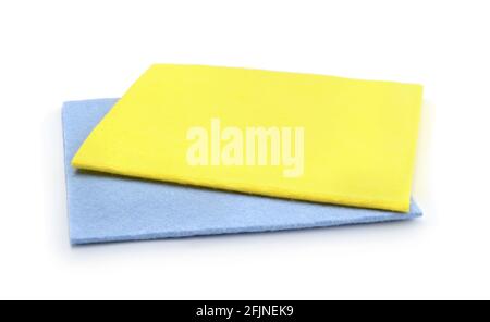 Two synthetic kitchen napkins isolated on white. Stock Photo