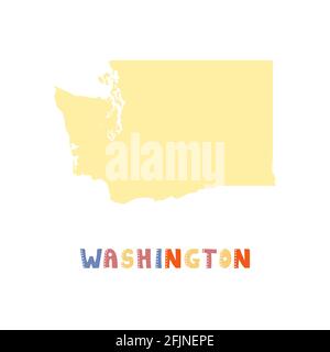 USA collection. Map of Washington - yellow silhouette Stock Vector