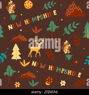 USA collection. Vector illustration of New Hampshire theme. State Symbols Stock Vector