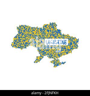 Pixel mosaic Map of Ukraine on white background. for your web site design map logo, app, ui, Stock Vector
