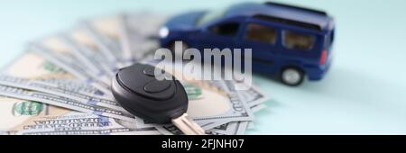 On the table are money car and keys Stock Photo