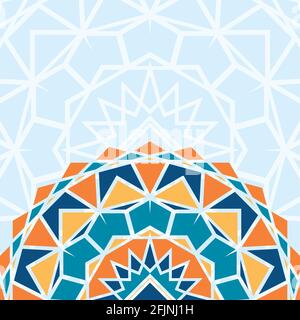 Vector square background with a piece of colored ethnic geometric mandala Stock Vector