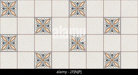 Geometric wallpaper ethnic square Moroccan tiles with a pattern of beige, brown, blue colors Stock Vector