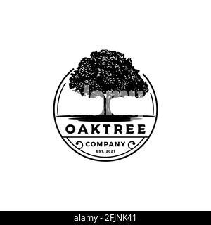 Vintage Retro Oak, Banyan, Maple Tree Service Logo Design Stock Vector ...