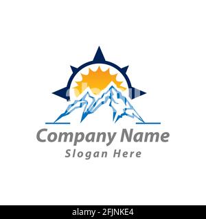 Mountain explorer travel vector icon,Compass logo design template.EPS 10 Stock Vector