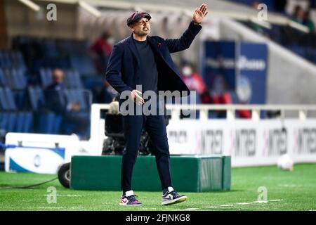 Bergamo, Italy. 25 April 2021. Sinisa Mihajlovic, head coach of Bologna ...