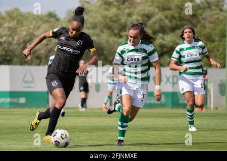 Lisbon, Portugal. 25th Apr, 2021. Erica Bispo of Albergaria during the womens Liga BPI game between Sporting CP and Albergaria at Aurelio Pereira Stadium in Lisbon, Portugal on April 25, 2021 Credit: SPP Sport Press Photo. /Alamy Live News Stock Photo