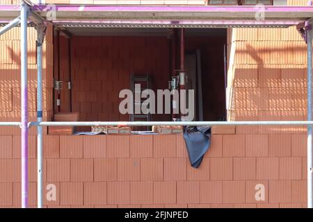Construction site during progress found in german towns. Stock Photo