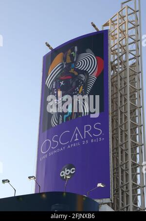 Hollywood, California, USA 17th April 2021 A general view of atmosphere of Oscars Billboard on Hollywood Walk of Fame on April 17, 2021 in Hollywood, California, USA. Photo by Barry King/Alamy Stock Photo