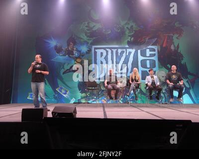 BlizzCon 2015 - The Future of StarCraft II Panel - Tim Morten, Jason Huck, Valerie Chu, David Kim and Matt Morris Stock Photo