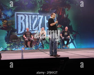 BlizzCon 2015 - The Future of StarCraft II Panel - Tim Morten, Jason Huck, Valerie Chu, David Kim and Matt Morris Stock Photo