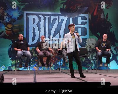 BlizzCon 2015 - The Future of StarCraft II Panel - Tim Morten, Jason Huck, Valerie Chu, David Kim and Matt Morris Stock Photo