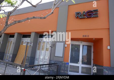 West Hollywood, California, USA 18th April 2021 A general view of atmosphere of Rage Nightclub, closed permanently now, singer Lance Bass of NSync soon opening a new nightclub here at 8911 Santa Monica Blvd on April 18,  2021 in West Hollywood, California, USA. Photo by Barry King/Alamy Stock Photo Stock Photo