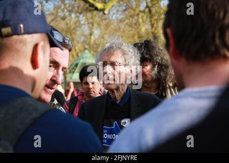 London, UK. 24 April 2021. Piers Corbyn at the 'Unite for Freedom' Protest. Anti-lockdown protest in Hyde Park. Credit: Waldemar Sikora Stock Photo