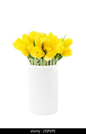 Yellow clay flower vase isolated on white Stock Photo - Alamy