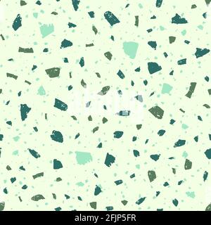 Terrazzo seamless pattern. Khaki classic flooring texture. Breathtaking background made of natural stones, granite, quartz, marble, and concrete. Neat Stock Vector