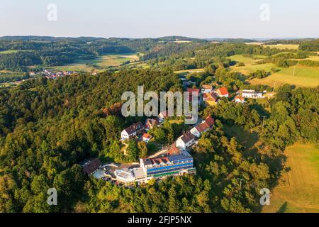 Settlement Regensberg near Kunreuth, drone image, Franconian Switzerland, Upper Franconia, Franconia, Bavaria, Germany Stock Photo