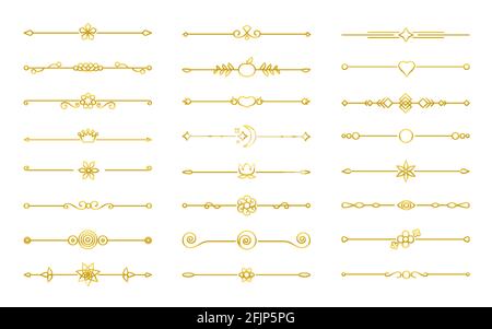 Flower and leaf vector line dividers, borders on isolated white. Decorative ornaments for scrapbook, card, book, wedding invate, menu or certificate. Chapter decorations and delimiters set. Stock Vector