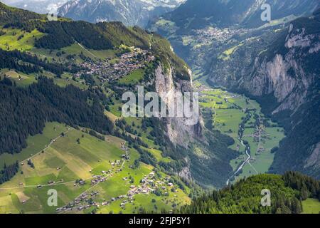 Lauterbrunnen valley, mountain landscape, Lauterbrunnen, Jungfrau region, Bernese Oberland, Canton Bern, Switzerland Stock Photo