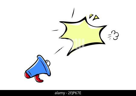 Vector Hand Draw Sketch Sign, Bullhorn, Isolated on White Stock Vector
