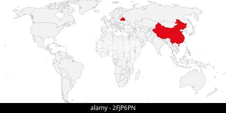 China, Belarus countries isolated on world map. Business concepts and Backgrounds. Stock Vector