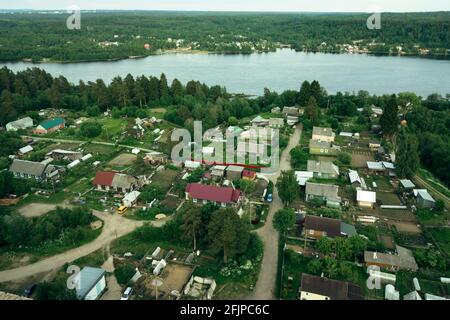 Arial view of the village in Leningrad region, Russia. Stock Photo