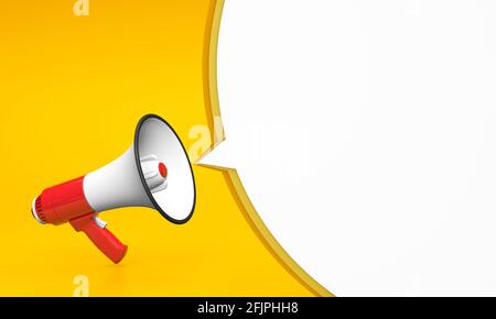 Download Red Megaphone And Bubble On A Yellow Background Template With Copy Space For Text For Design 3d Render Stock Photo Alamy