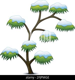 Tree covered snow isolated on white background Stock Vector