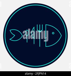 logo of a cafe with seafood in the form of a fork, spoon and knife 1 Stock Vector
