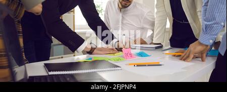 Background with creative business team brainstorming while working on new project Stock Photo