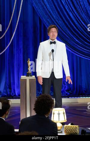 On Behalf Of Denmark Thomas Vinterberg Poses Backstage With The Oscar For International