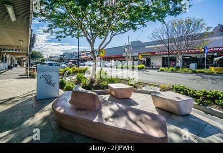 view of McDowall Street in Roma CBD, Maranoa Region, Queensland, Australia Stock Photo