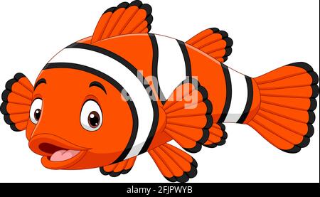 Cute clown fish cartoon on white background Stock Vector