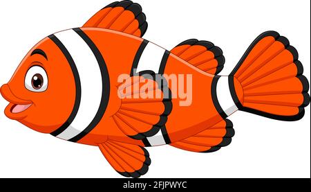 Cute clown fish cartoon on white background Stock Vector
