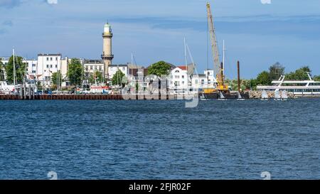 Rostock, Mecklenburg-Western Pomerania, Germany - June 14, 2020: View from Hohe Duene towards Warnemuende Stock Photo