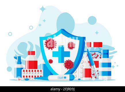 Vaccination and immunity concept. Stock Vector