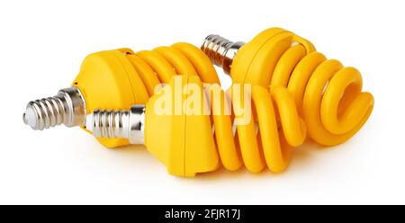 Three light bulbs isolated on white background Stock Photo