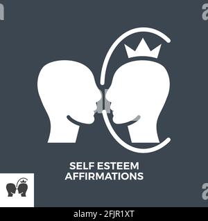 Self Esteem Affirmations Glyph Vector Icon. Stock Vector