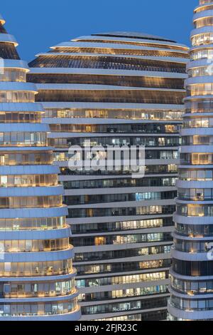 Close up view of glass window wall of modern office buildings Stock Photo