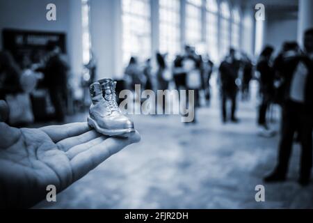 Object in the form of a boot printed on a 3d printer and covered with enamel Stock Photo
