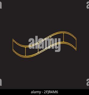 GOLDEN FILM STRIP ISOLATED ON BLACK BACKGROUND VECTOR ILLUSTRATION Stock Vector
