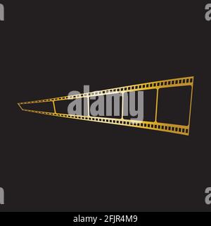 GOLDEN FILM STRIP ISOLATED ON BLACK BACKGROUND VECTOR ILLUSTRATION Stock Vector