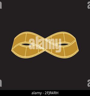 GOLDEN FILM STRIP ISOLATED ON BLACK BACKGROUND VECTOR ILLUSTRATION Stock Vector
