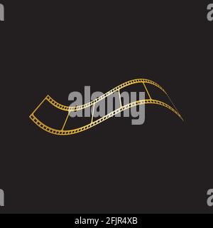 GOLDEN FILM STRIP ISOLATED ON BLACK BACKGROUND VECTOR ILLUSTRATION Stock Vector
