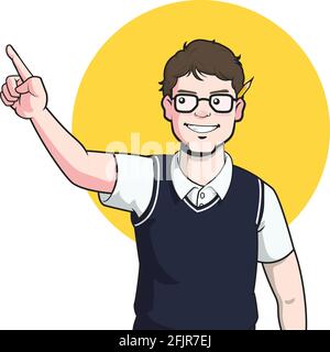 Nerd Copy Writer Cartoon Author Blogger Journalist Mascot Illustration Stock Vector
