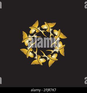gold flying fish logo vector icon design template Stock Vector