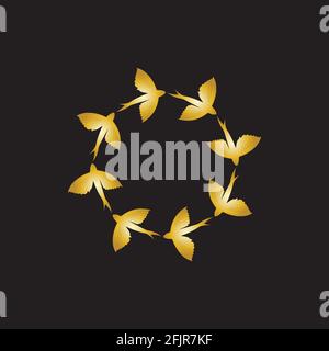 gold flying fish logo vector icon design template Stock Vector