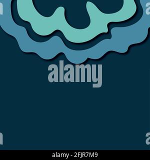 Abstract blue paper cut vector realistic relief. Background template for banners, flyers Stock Vector