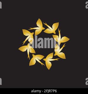 gold flying fish logo vector icon design template Stock Vector