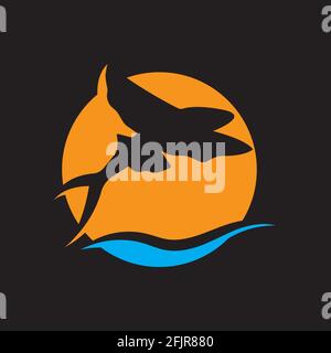 gold flying fish logo vector icon design template Stock Vector